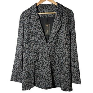 DG2 Ponte Button Stretch Blazer Jacket Animal Print Women XL